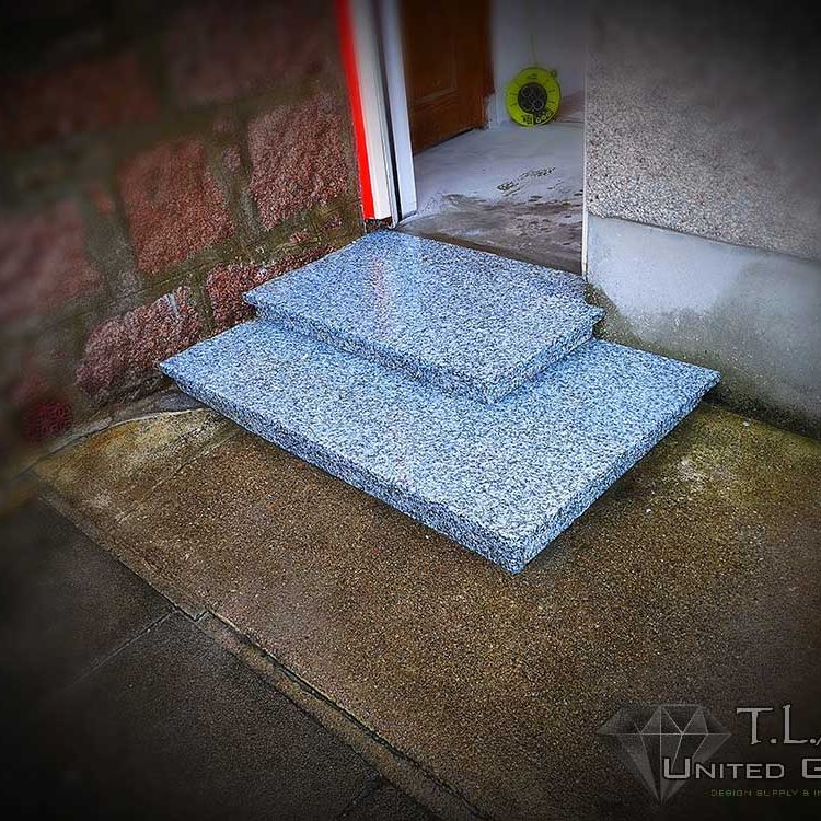 Black and white granite steps