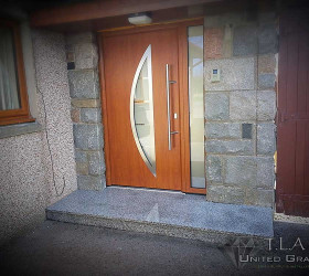 Black and white granite entrance steps