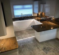 Granite worktops in kitchen