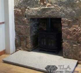 Grey granite fireplace