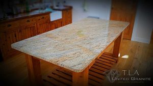 Brown and white granite tabletop