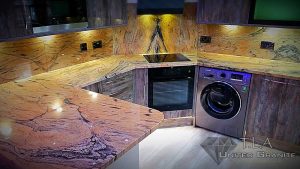 Brown and white granite kitchen