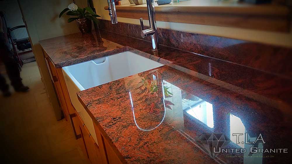 Brown granite kitchen worktops