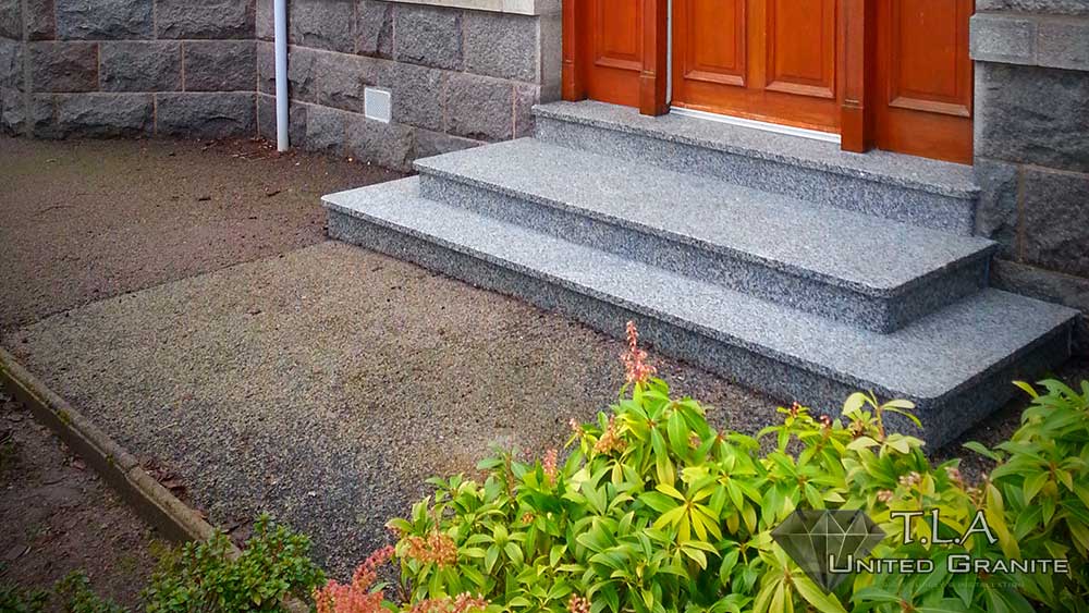 Black and white granite steps